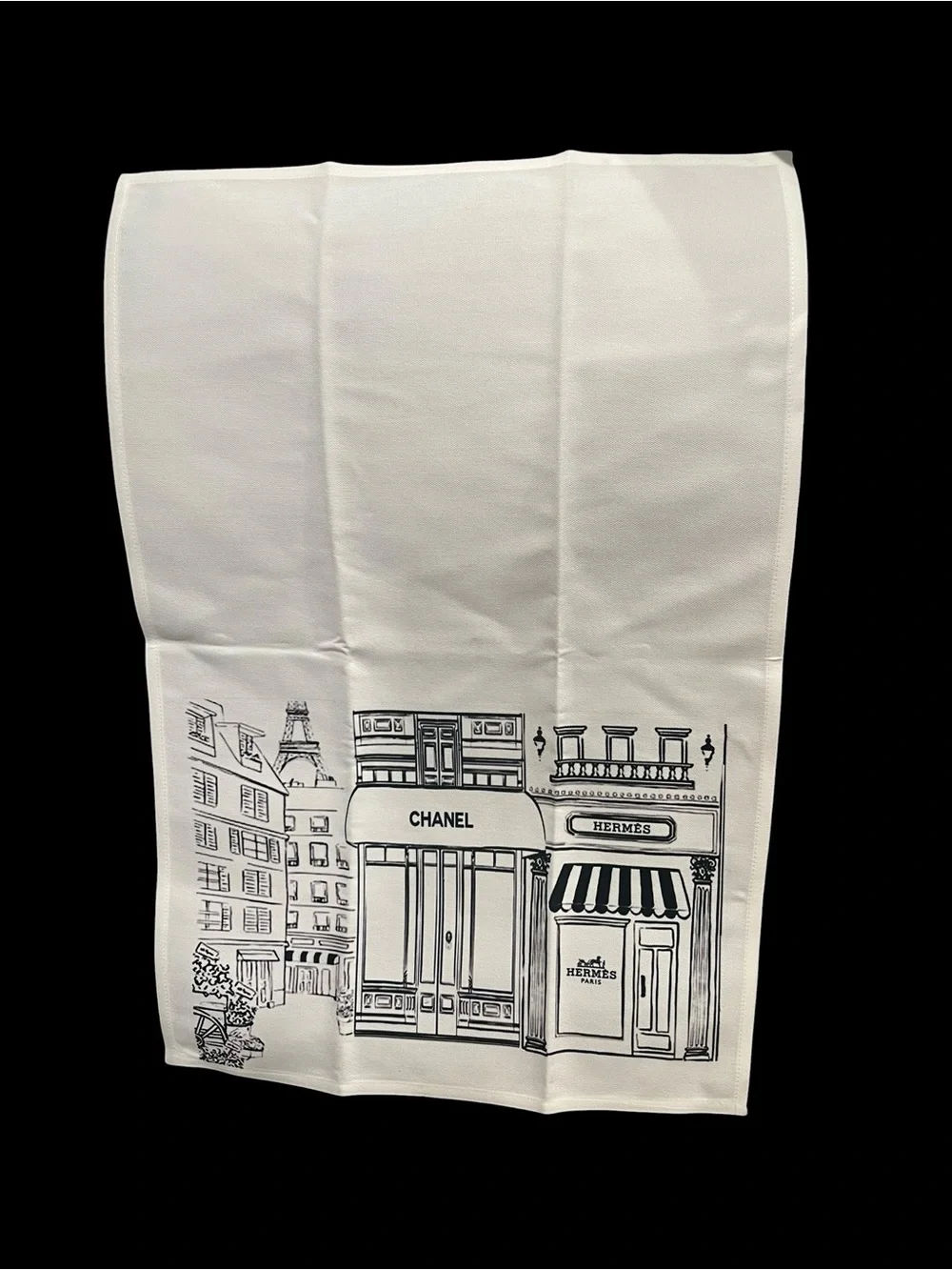 Chanel Hermes Paris Storefront Sketch Tea Towels Set of 2
